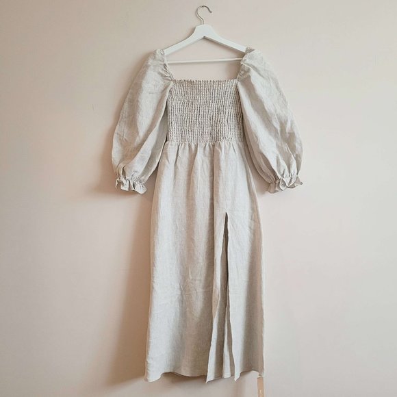 Reformation Gitane Linen Dress in Oatmeal - Picture 3 of 8